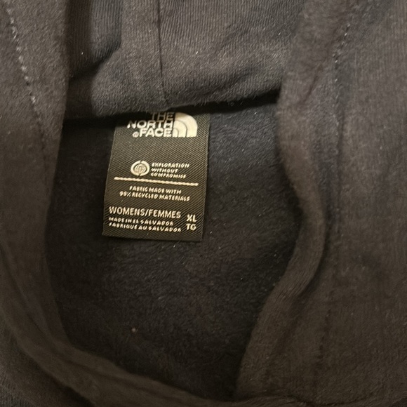 North Face Dark Navy Hoodie with Yellow design - Picture 3 of 4